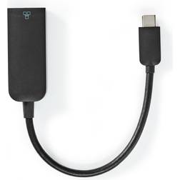 Nedis USB-adapter USB 3.2 Gen 1 USB Type-C Han RJ45 Hun 1000 Mbps 0.20 m Runde Nikkelplateret PVC Sort Plastikpose